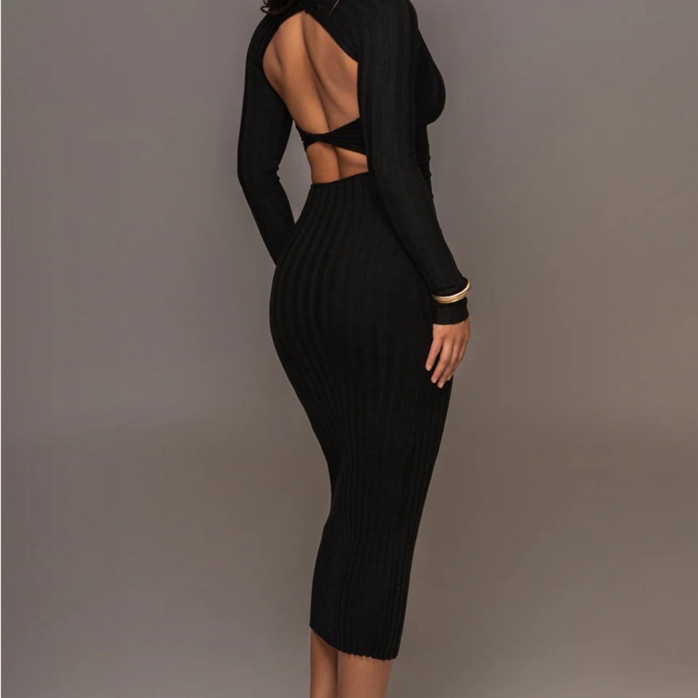 Jluxlabel black Danni ribbed maxi dress